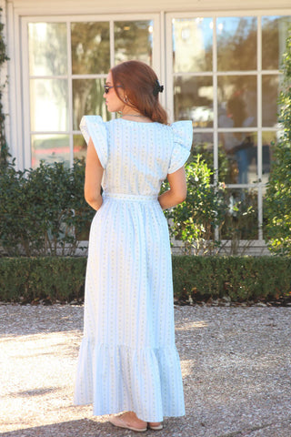 Floral Stripe Ric Rac Trim Maxi Dress- Karlie-K. Ellis Boutique