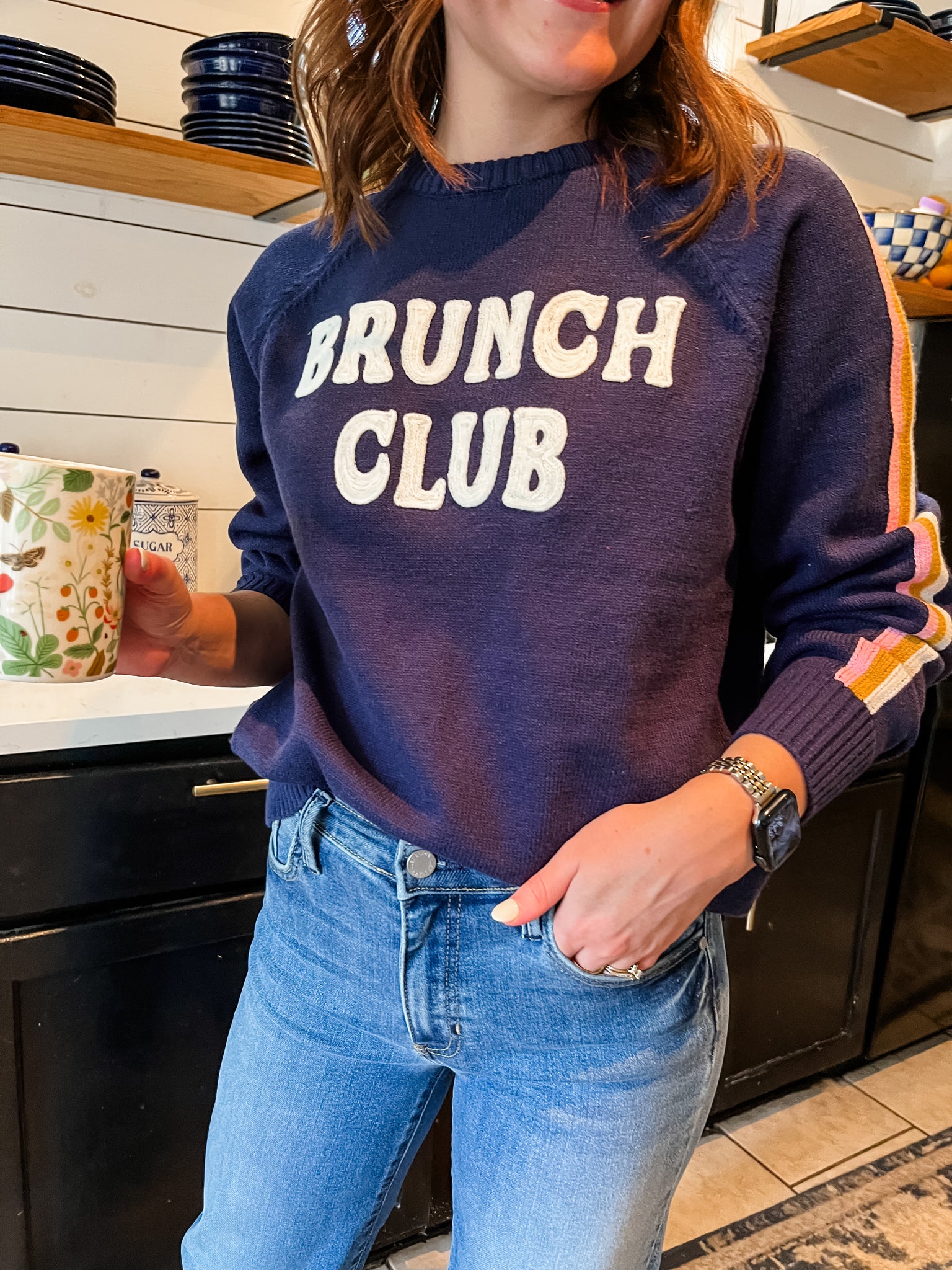 Brunch Club Sweater- Navy-K. Ellis Boutique