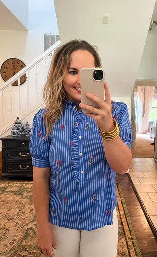 Striped Bloom Top-Short Sleeve Top-K. Ellis Boutique