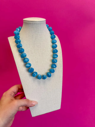 Bauble Bead with Gold Bead Necklace - Sky Blue-Necklace-K. Ellis Boutique