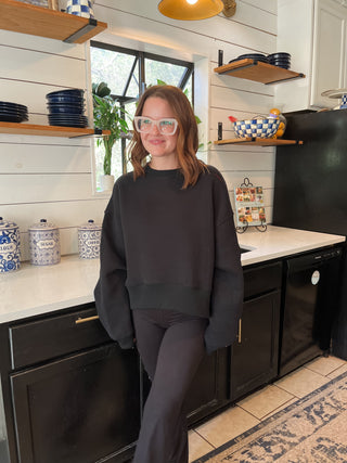 Dream Crop Sweatshirt- Black-Sweatshirt-K. Ellis Boutique