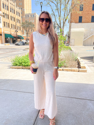 Scout Textured Slub Pant- Whisper White