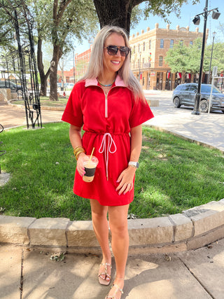 Sporty Mini Dress- Red/Pink-Mini Dress-K. Ellis Boutique