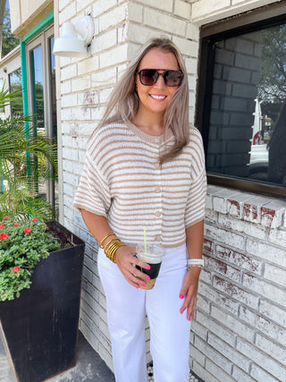 Coastal Knit Top– Oatmeal-Short Sleeve Top-K. Ellis Boutique