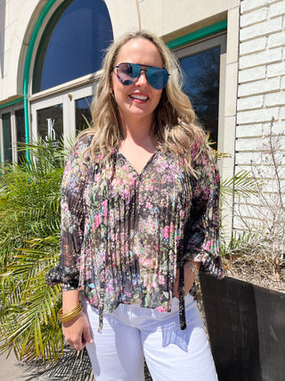 Lucy Paris Floral Blouse- Black-K. Ellis Boutique
