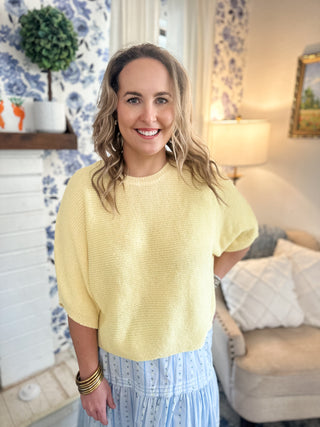 Kendall Sweater Top- Lemon-K. Ellis Boutique