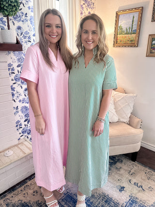 Stripe Midi Dress- Green-K. Ellis Boutique