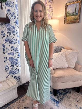 Stripe Midi Dress- Green-K. Ellis Boutique