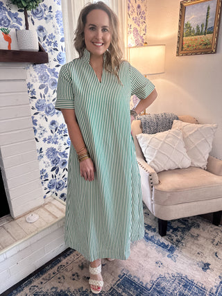 Stripe Midi Dress- Green-K. Ellis Boutique
