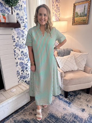 Stripe Midi Dress- Green-K. Ellis Boutique