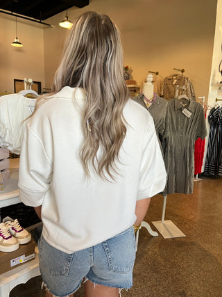 The Preppy Pullover- White-Short Sleeve Top-K. Ellis Boutique