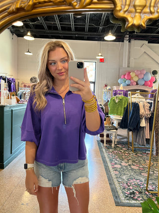 The Preppy Pullover- Purple-Short Sleeve Top-K. Ellis Boutique