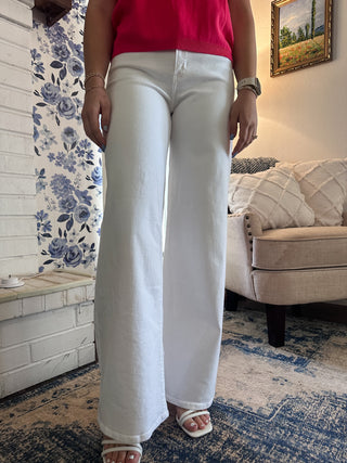 Just Black Denim- Stretchy Wide Leg- White