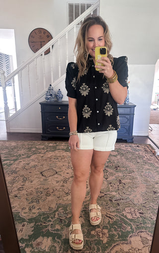 Woven Pintuck Shorts- White-Shorts & SKirts-K. Ellis Boutique