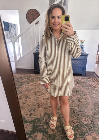 Tara Shirt Dress- Brown-Mini Dress-K. Ellis Boutique