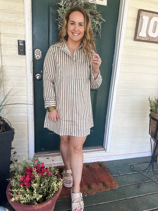 Tara Shirt Dress- Brown-Mini Dress-K. Ellis Boutique