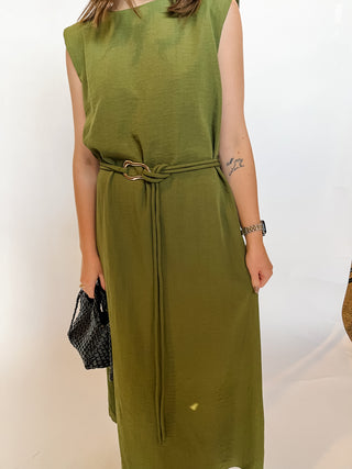 Solid Sleevless Midi w/ Belt-K. Ellis Boutique