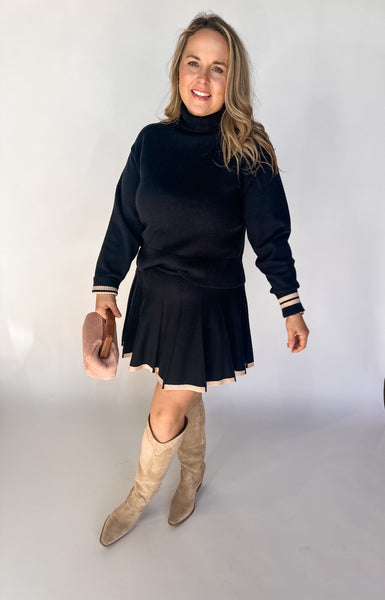 LONG SLEEVE TURTLE NECK SWEATER- BLACK-K. Ellis Boutique