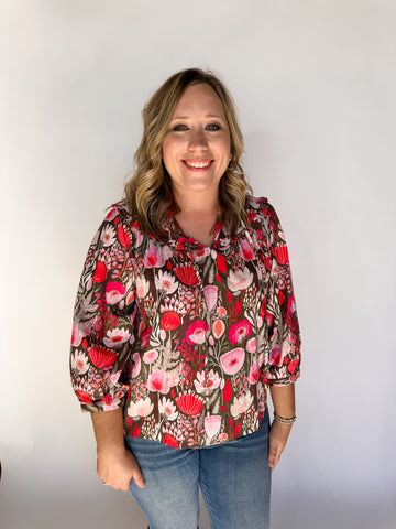 Floral Print Cotton Poplin Blouse - Rubby-K. Ellis Boutique