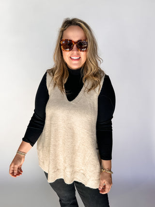 Sweater Vest With Pockets - Natural-Sweater-K. Ellis Boutique