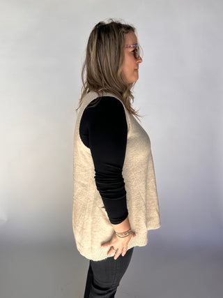 Sweater Vest With Pockets - Natural-Sweater-K. Ellis Boutique