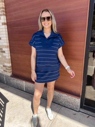 Scuba Stripe Skort Set- Navy-Set-K. Ellis Boutique