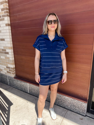 Scuba Stripe Skort Set- Navy-Set-K. Ellis Boutique
