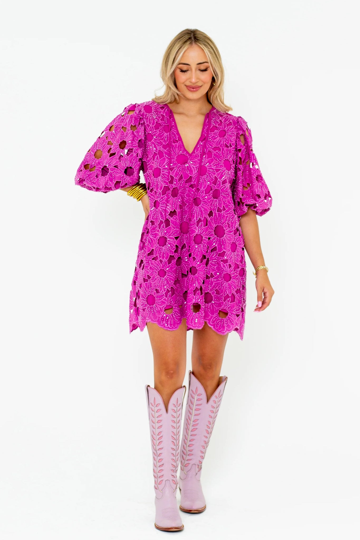 Deb Lace Mini Dress - Pink Harvest-K. Ellis Boutique