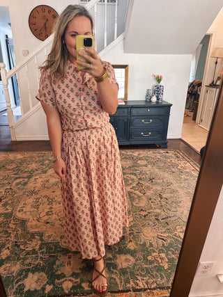 Rachel Floral Skirt Set- Ecru-Set-K. Ellis Boutique
