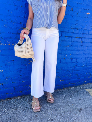 White Straight Leg Cropped Pants – Classic High Rise Trouser (Just Black Denim)-JBD Denim-K. Ellis Boutique