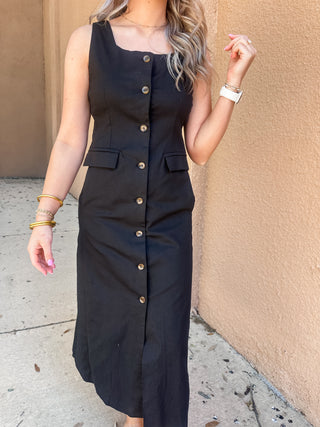 Jax Midi Dress- Black-Midi-K. Ellis Boutique