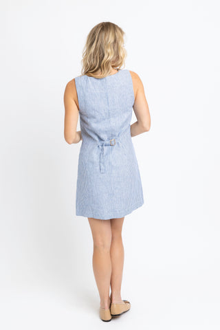 Denim Stripe Button Sleeveless Shift Dress- Karlie-K. Ellis Boutique