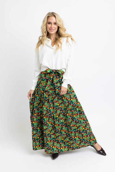 Floral Tie Maxi Skirt- Karlie-K. Ellis Boutique