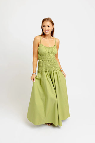 Solid Smock Cami Maxi Dress- Citrine-K. Ellis Boutique