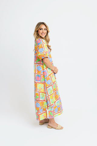 Karlie- Fruit Gauze Vneck Maxi- Lime-K. Ellis Boutique