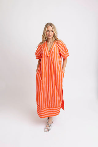 chinese dress ladies Karlie Stripe V Neck Signature Maxi Dress
