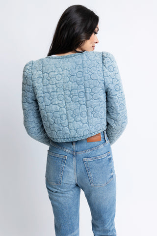 Denim Novelty Floral Jacket- Karlie-K. Ellis Boutique