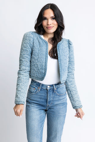 Denim Novelty Floral Jacket- Karlie-K. Ellis Boutique