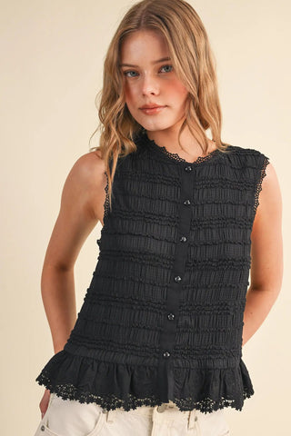 Brynn Button Down Tank-Sleeveless Top-K. Ellis Boutique