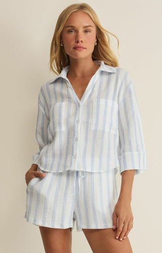 Z Supply Women Set Helena Striped Shirt & Daylight Striped Airy Short-Set-K. Ellis Boutique