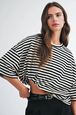 Striped Boyfriend Tee-Short Sleeve Top-K. Ellis Boutique