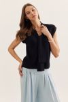 Taylor Tie Top- Black-Short Sleeve Top-K. Ellis Boutique