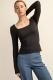 Butter Square Neck Long Sleeve- Black-Basic tee/Tank-K. Ellis Boutique