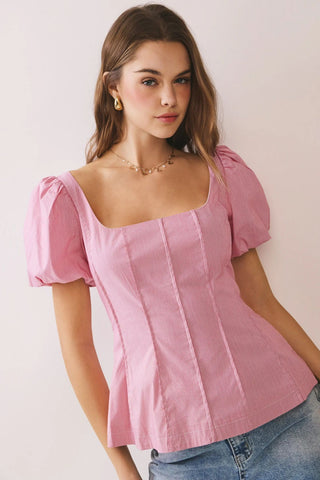 Park Avenue Puff Sleeve Top-Short Sleeve Top-K. Ellis Boutique