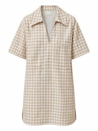 Karlie Denim Vneck Pocket Dress - Khaki- Karlie-Mini Dress-K. Ellis Boutique