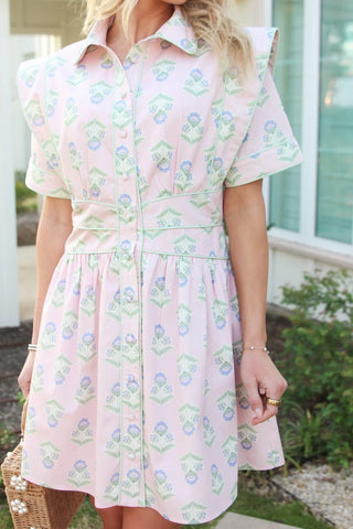 Karlie French Floral Shirt Dress with Piping-Mini Dress-K. Ellis Boutique