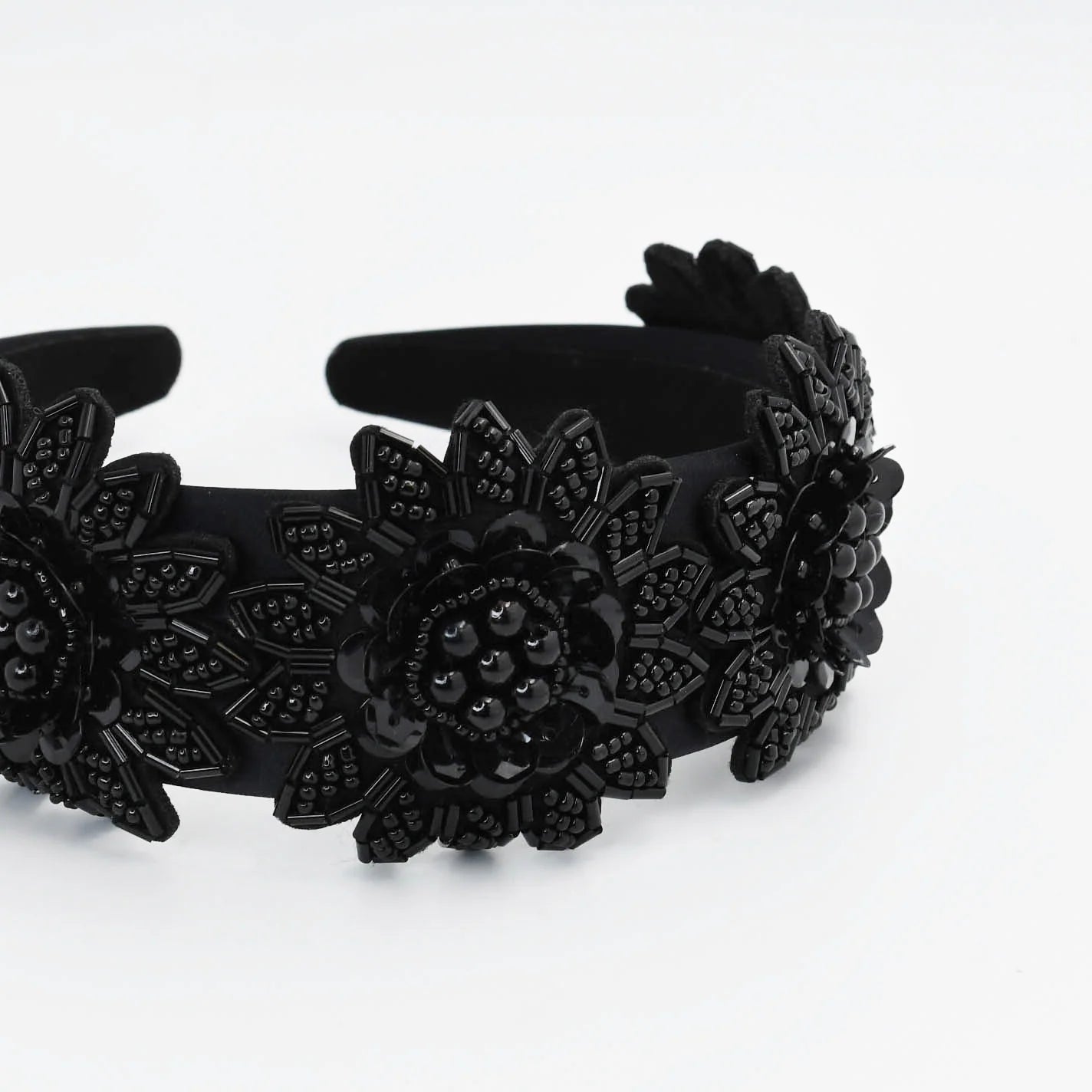 Midnight Blooms Headband- Black-K. Ellis Boutique