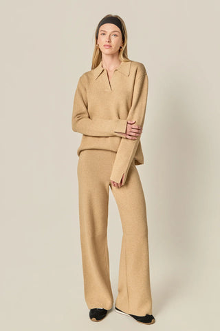 Collared Knit Sweater- English Factory- Camel-K. Ellis Boutique