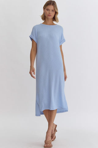 Ribbed Midi Dress - Light Blue-K. Ellis Boutique