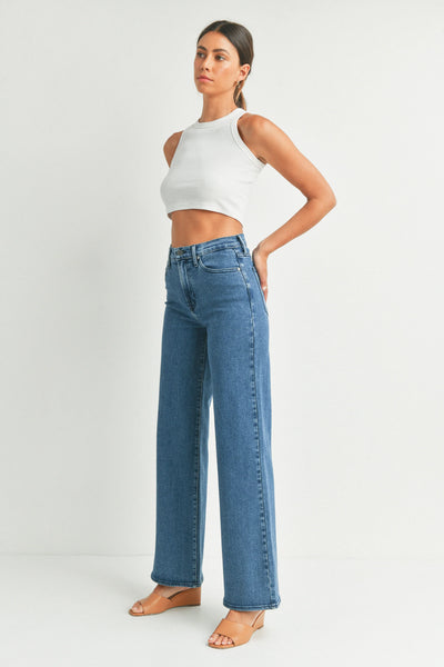 The Palazzo Jean- Medium Denim Just Black Denim-K. Ellis Boutique